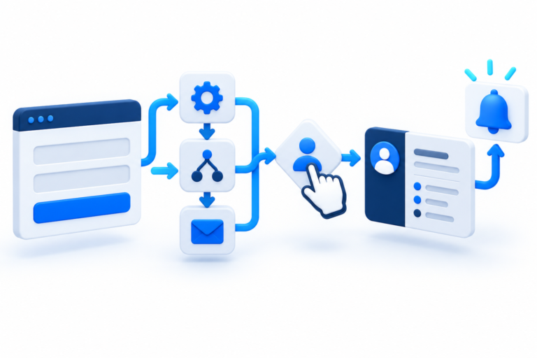 Small business workflow automation connecting a website form to a CRM